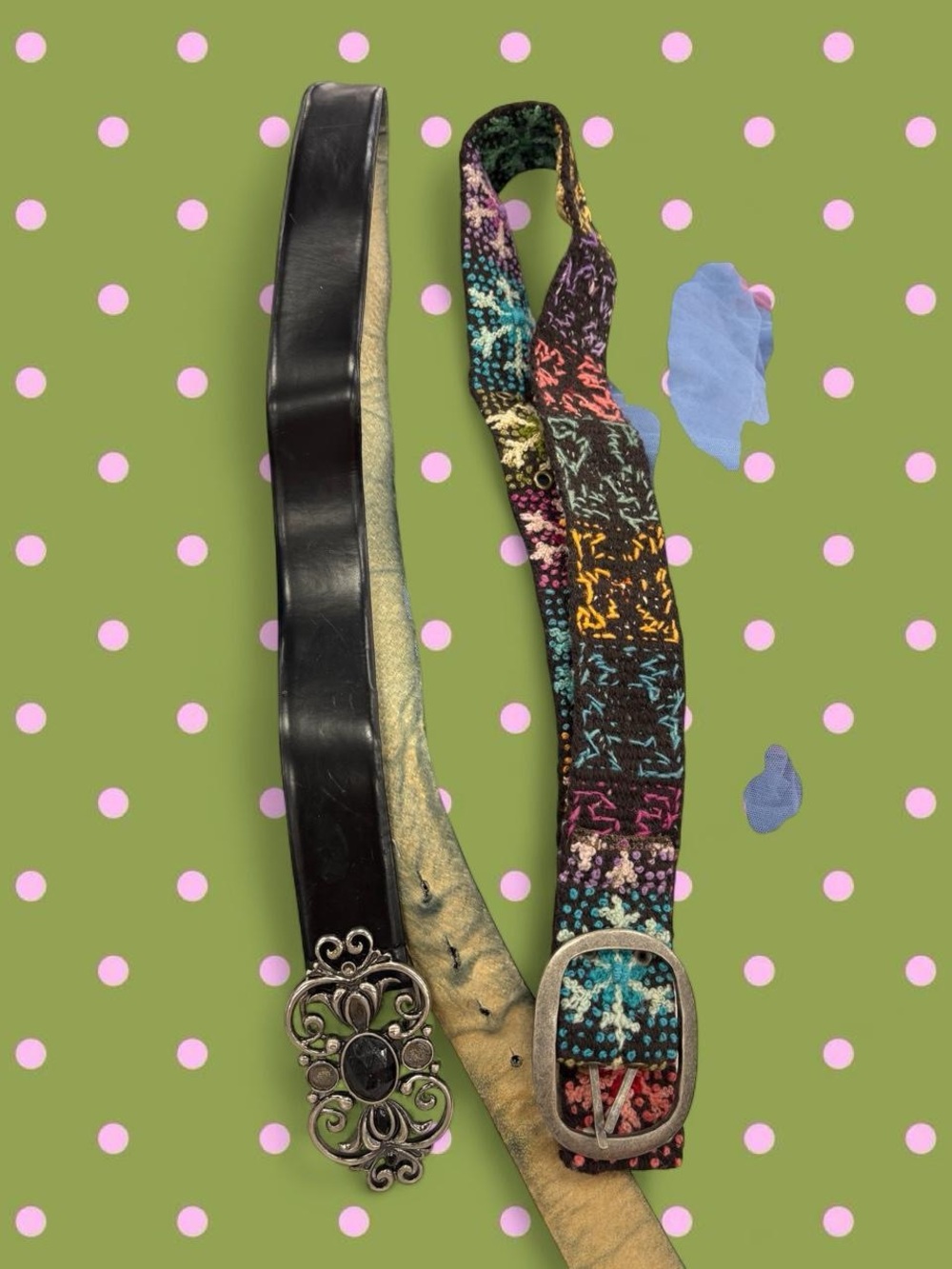 Kids Multicolor Patterned Elastic Belt with Decorative Buckle